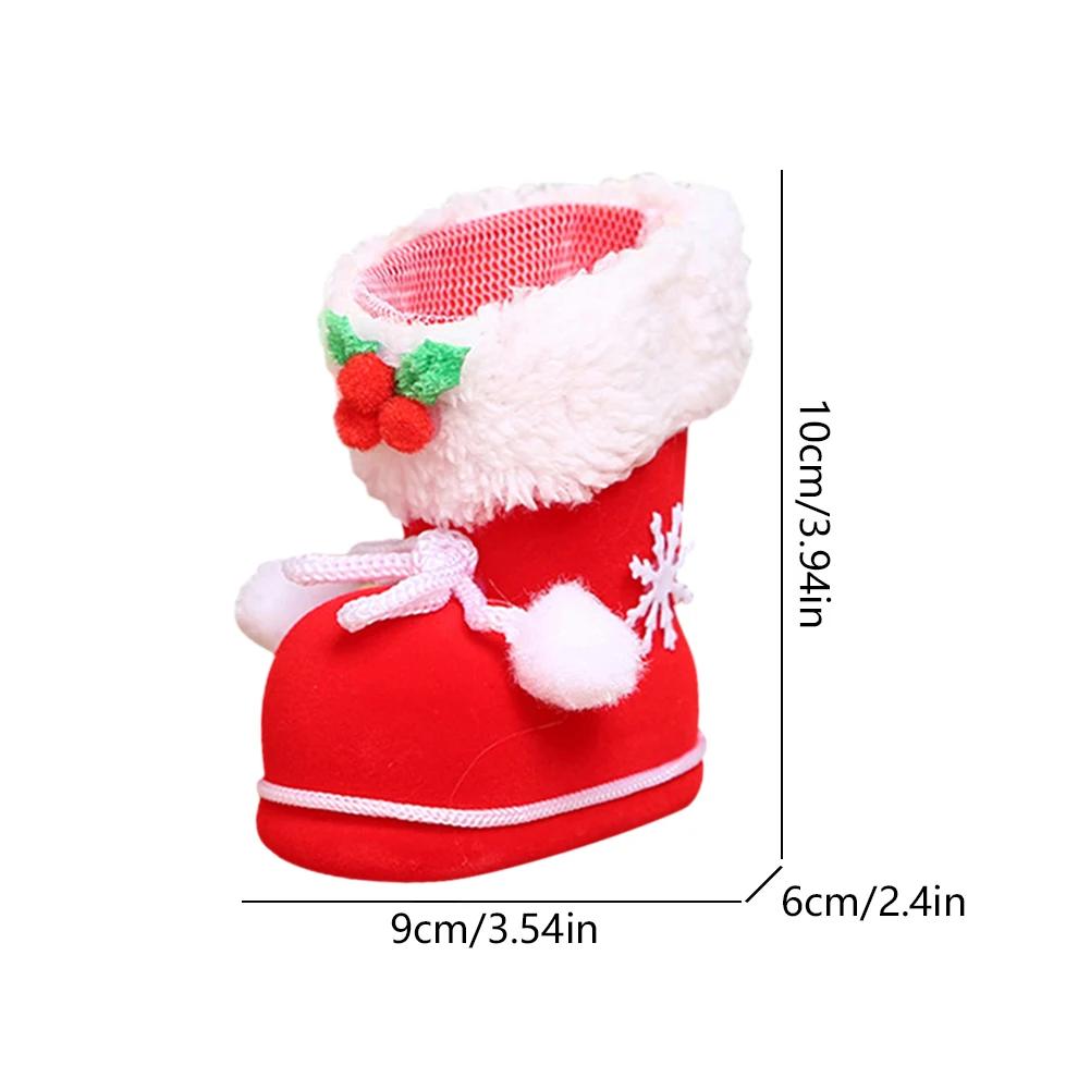 1-6PCS Christmas Candy Bags Red Candy Boots Christmas Bags for Sweets Santa Gift Bag New Year Party Home Christmas Decoration