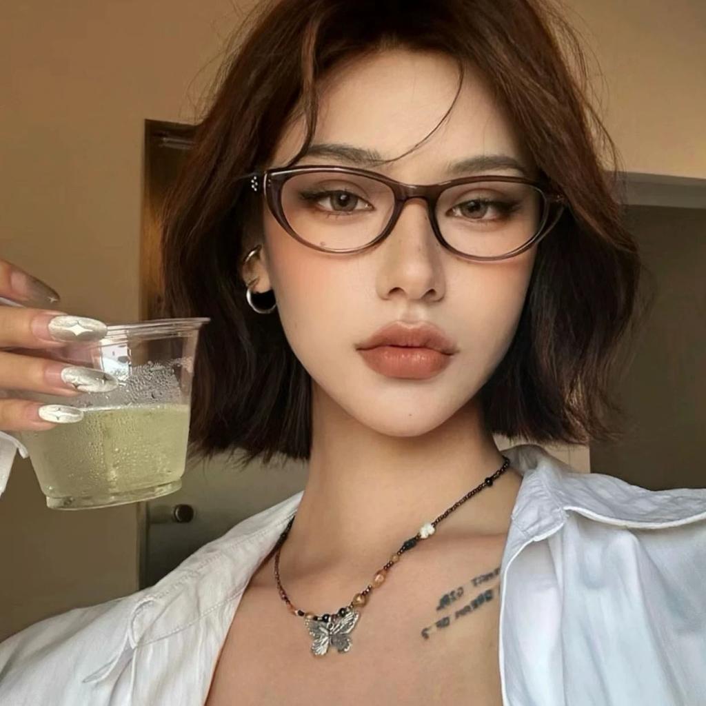 Vintage Anti Blue Light Optical Cat Eye Glasses Women For Female Myopia Prescription Frame Luxury Brand Designer  Frames