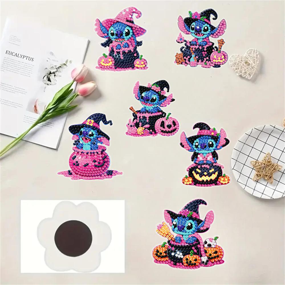 6pcs/Set Halloween Series Diamond Painting Magnets for Refrigerator Diamond Art Fridge Magnets for Adults Diamond Art Refrigerator Magnets Kits