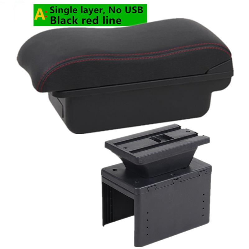 Universal Car Armrest Universal Model Armrest Box Car Accessorie Auto Central Storage Box Modification Interior Retrofit parts A2 red line No USB