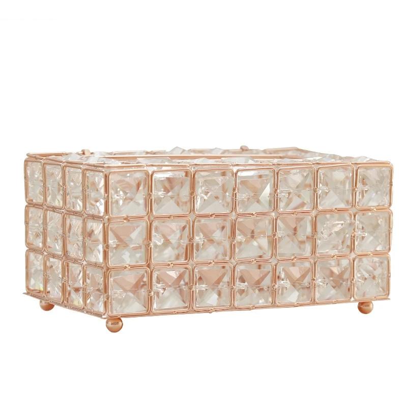 Simple Metal Crystal Tissue Box Living Room Tea Table Napkin Paper Removable Boxes Household Products