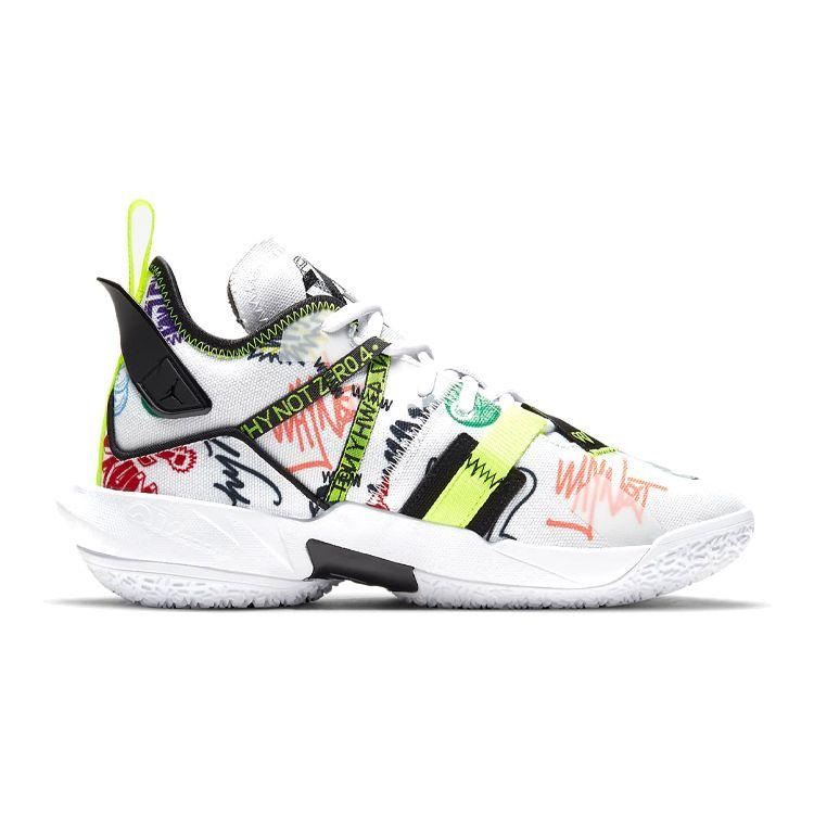 Air Jordan Why Not Zer0.4 GS Graffiti Kids Sneakers White Photon-Dust Volt DD9659-007