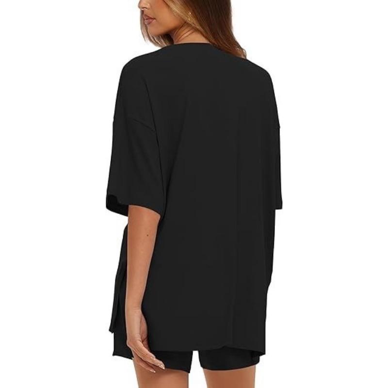 Women Two Piece Outfit Casual Loose T Shirt And Shorts Set Loungewear