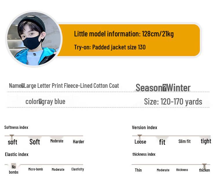 Boys' 2025 Winter Cotton-Padded Fleece-Lined Parka with Rabbit Fur