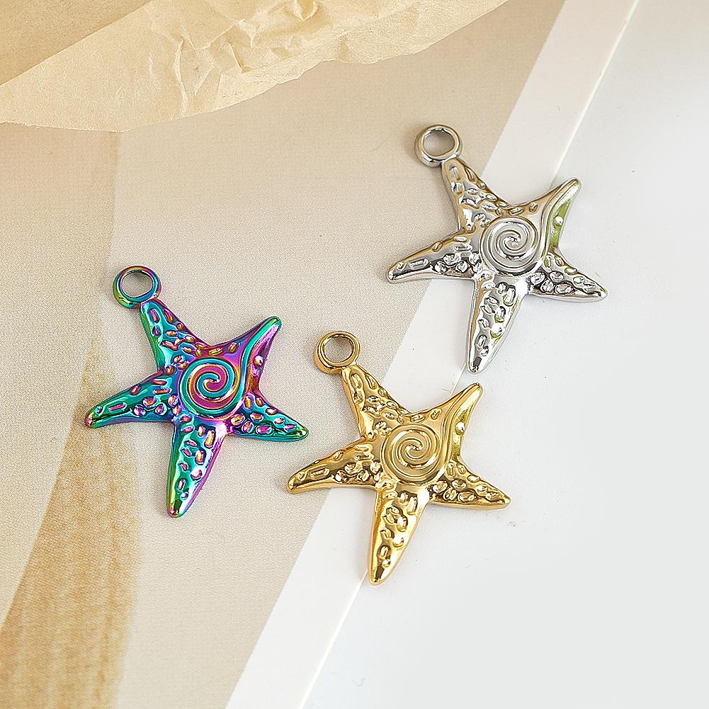 

Colorful Plating Starfish Metal Pendant Stainless Steel Gold Niche Retro Design Sense of Jewelry Accessories Fashion Ocean Style