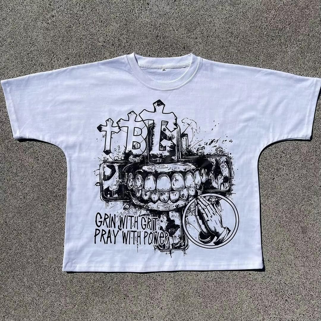 

Американська Готична Мода Персоналізоване Вуличне Мистецтво Чорнильні Плями Графіті Збільшений Принт Футболка Чоловіча Вільна Повсякденна Повсякденний Одяг Верх 4XL