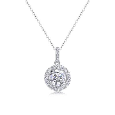 S925 Silber Halskette 2 Karat Moissanit Anhänger Mode Schlüsselbeinkette