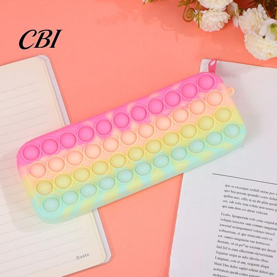 Decompression Pencil Case Pop Case, Large Capacity Silicone Storage Bag, with Relief Bubble Toy Stationery for Kids School Office Stress