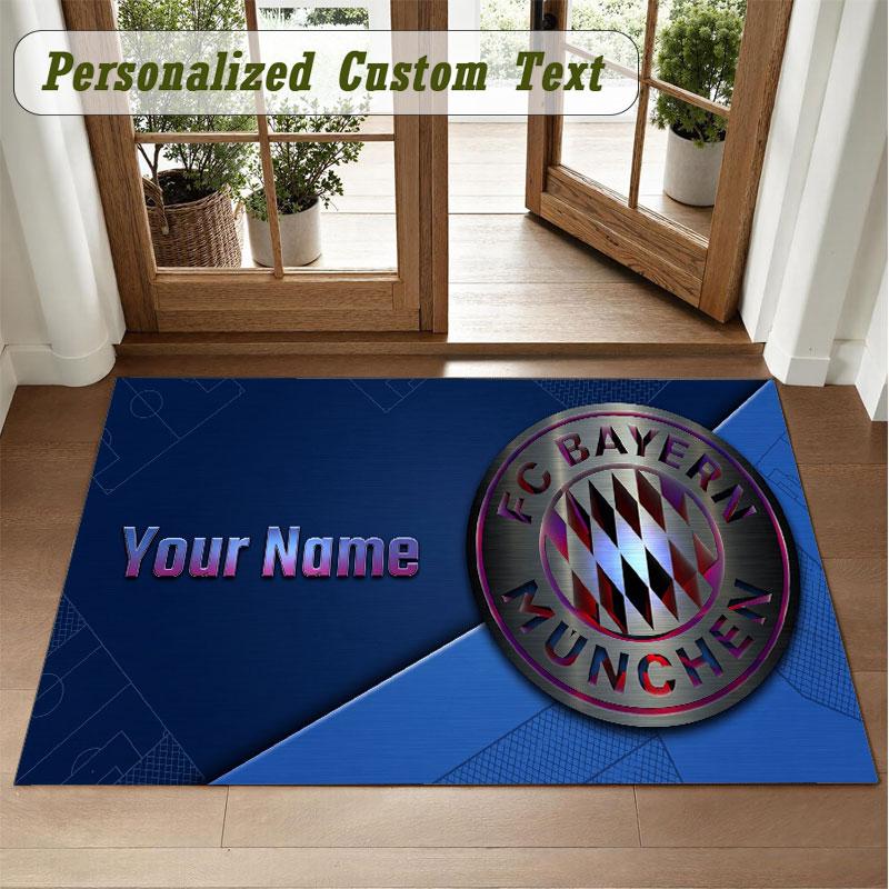Crystal Velvet Square Rug Custom NameBayern Munich Pattern Non Slip Home Floor Decor Rug