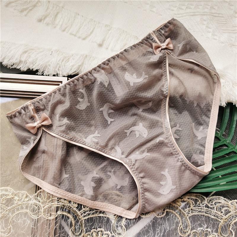 

Милые трусы с рисунком дельфина, однотонные трусики молочно-белого цвета с низкой талией, женское нижнее белье One Size