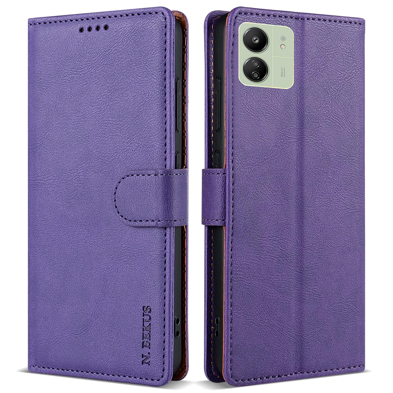 

For Xiaomi Redmi 13C 4G/13C 5G/Poco C65 4G/Poco M6 5G/13R 5G Case Stand Magnetic Leather Phone Cover Purple