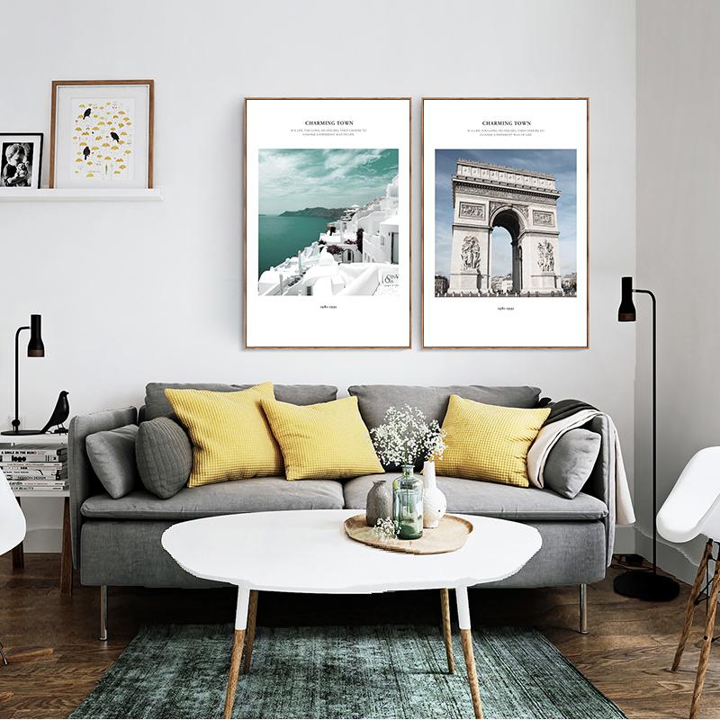 Berühmte Touristenattraktionen Leinwand Malerei Charmante Landschaft Landschaft Poster Drucke Nordic Stil Wand Kunst Bild Home Decor