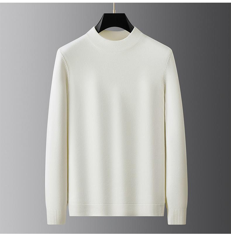Men's Heavyweight Half-High Collar Velvet Sweater - Thick, Warm, Knitted Base Layer for Winter