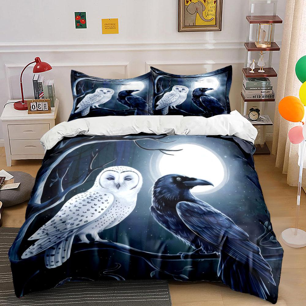 Moonlit Forest Bird Art Set Soft Comfortable Duvet Cover Bedding Set Included 1*Duvet Cover & 2*Pillowcases, Gift