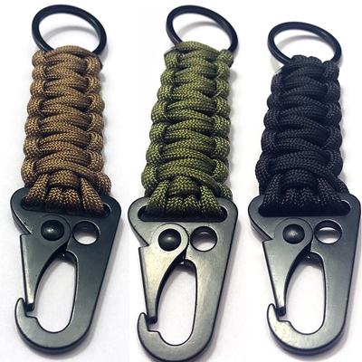 Kit de Sobrevivência EDC de Acampamento ao Ar Livre Corda Paracord Cordão Militar Com Mosquetão Corrente Argola Chaveiro Ferramentas Multifuncionais de Emergência