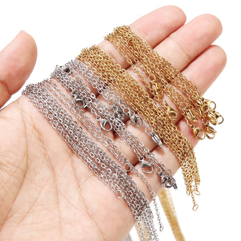 100pcs/lot Stainless Steel Rolo Cable Chain Necklace 1mm/1.5mm/2mm Necklaces For DIY Jewelry Making Findings