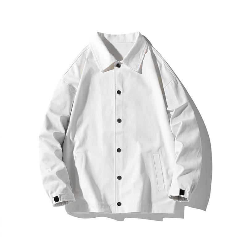

Весенняя новая куртка мужская рубашка свободное пальто хлопок верх универсальный 4XL белый