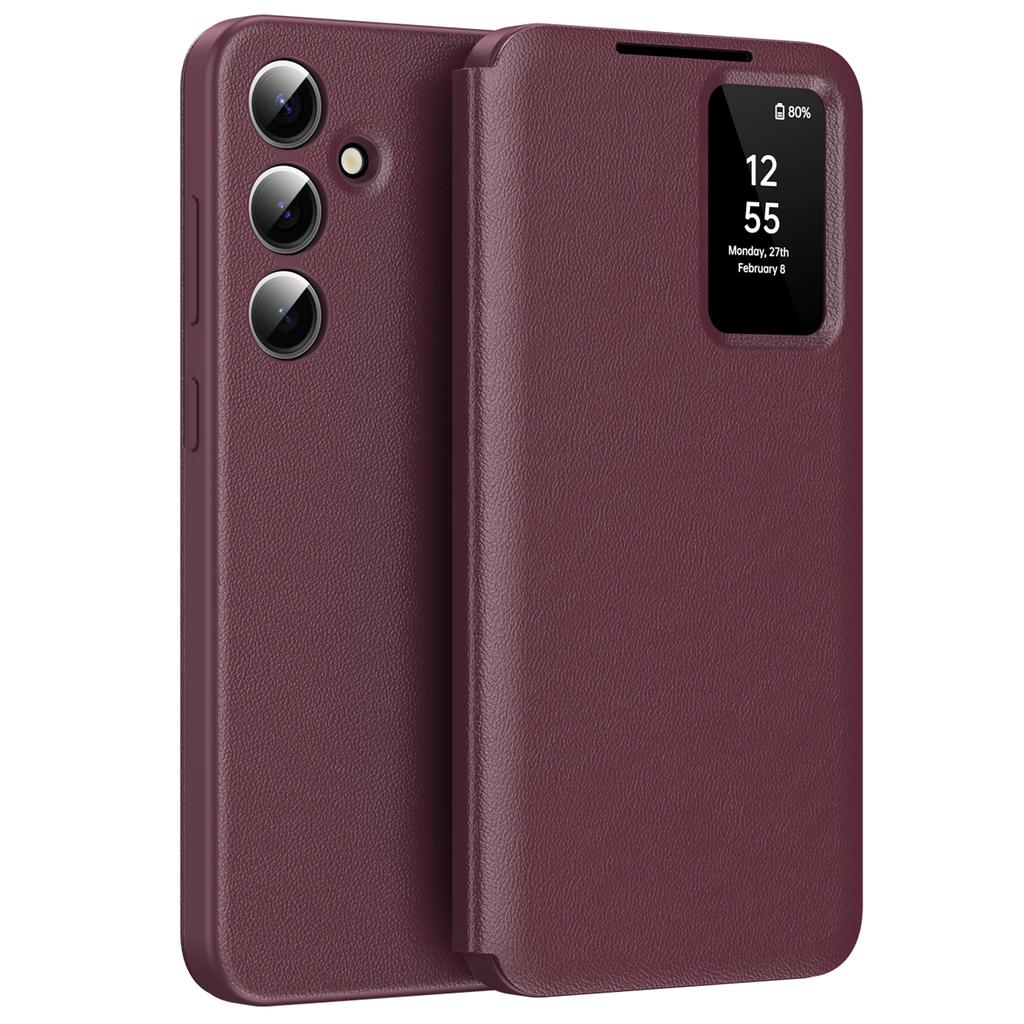For Samsung Galaxy S25 FE Case with Card Holder Smart View Window Leather Phone Cover