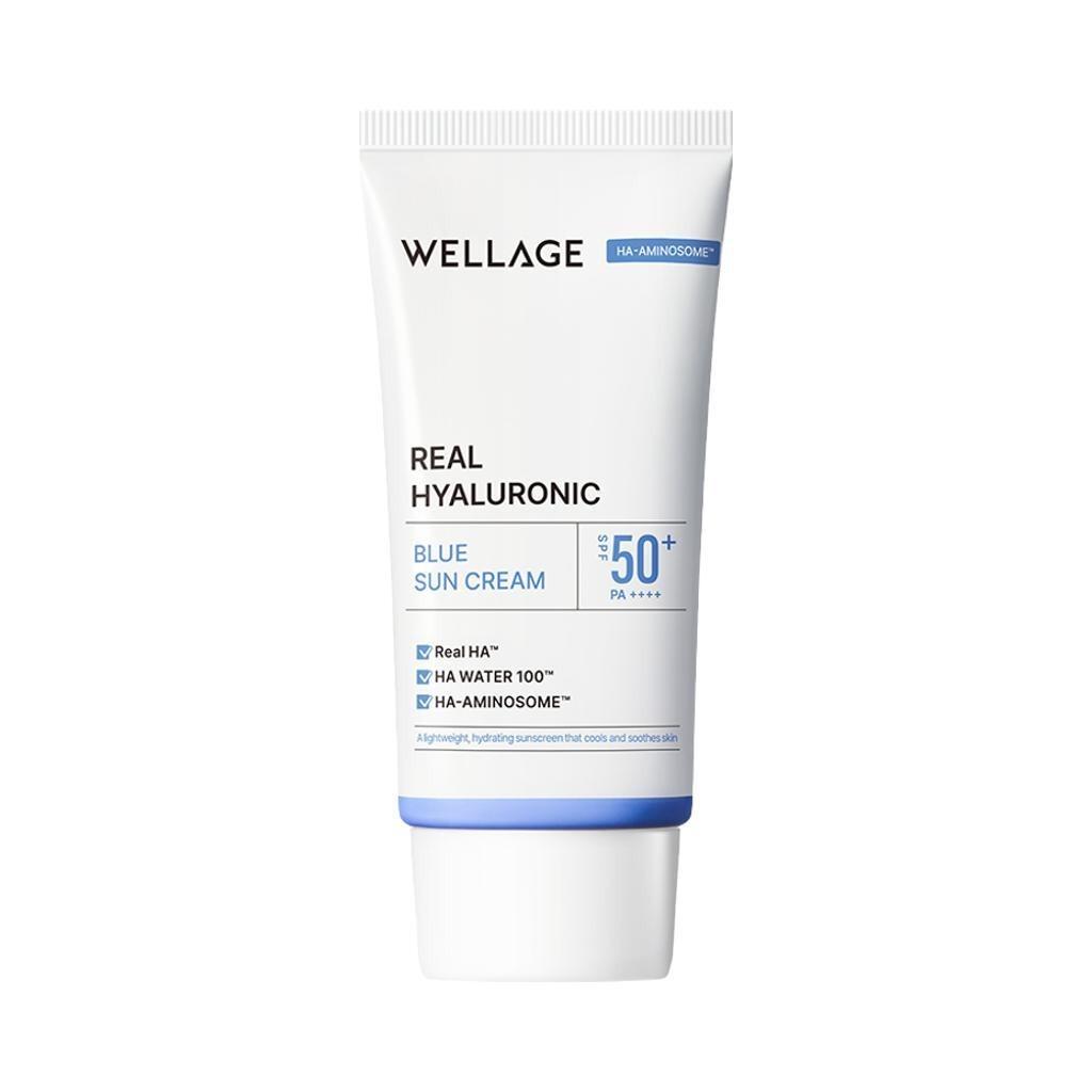 WELLAGE Real Hyaluronic Blue Sun Cream Rapid Cooling Hydrating 50ml Korean Sunscreen Daily Sun Gel