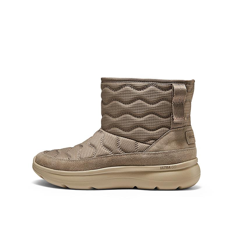 Skechers On The Go Womens Fashion Versatile Simple Comfortable Mid-Calf Snow Boots Women boots Dark-Gray Brown 144852-DKTP 37