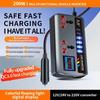 Cargador Inversor de Coche Multifunción 12V/24V a 220V Adaptador de Enchufe de Coche Carga Rápida QC3.0 con 6 Puertos USB Cargador Automotriz para Auto Camioneta SUV RV
