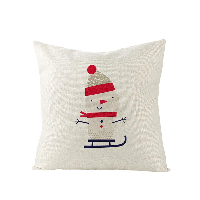 Home Polyester Pillow Cover Cartoon Digital Print Christmas Cushion Cover Living Room Sofa Cushion Cover