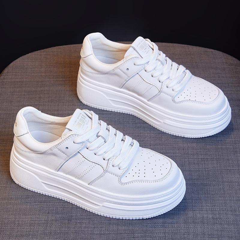

thick-soled leather little white shoes women s shoes new autumn casual board shoes flat-soled soft-soled ultra-light maternity shoes 35 білий