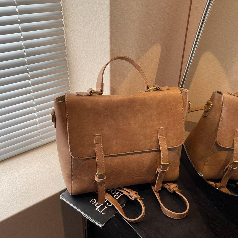 2025 Stylish & Versatile Messenger Bag: Large-Capacity Retro Leather Briefcase Backpack for College & Commute