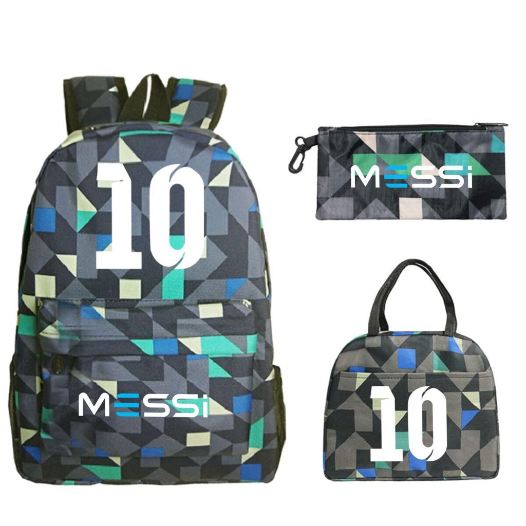 Football Star Peripheral Printed Backpack, Primary And Secondary School Children'S Three-Piece Simple Schoolbag