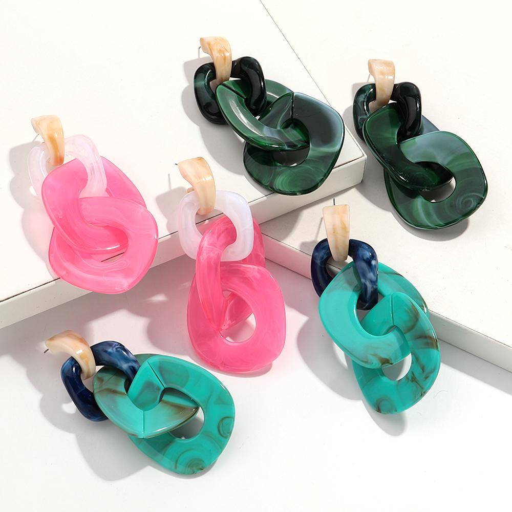 Trend Acrylic Geometric Leopard Print Circle Earring for Women Creative Irregular Colorful Round Drop Earrings 2025 Jewelry