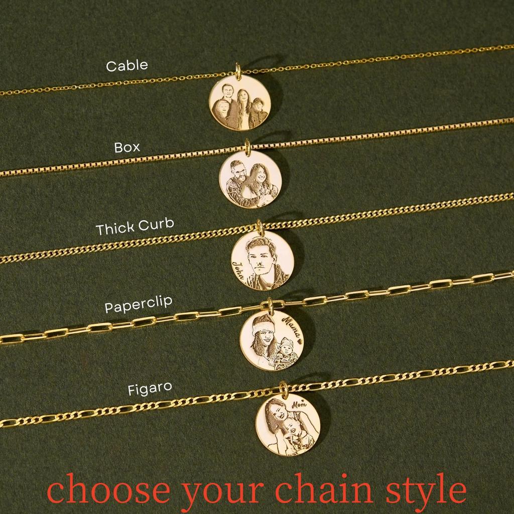Jeshayuan Personalized Cat Dog Photo Necklace Custom Family Portrait Necklace Engraving Picture Necklace Birthday Gift for Women