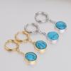 Elegant 3D Turquoise 12MM Pendant Earrings with Stainless Steel Clasps for Women