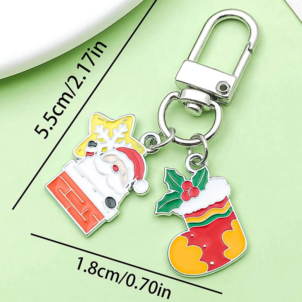 Exquisite Christmas Keychain: Santa, Reindeer, Gift Box, and Bell Ornaments Pendant