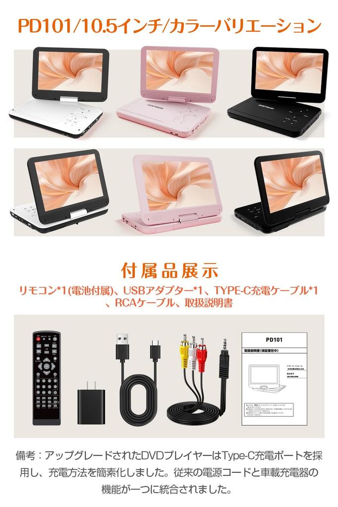 Portable DVD Player [Industry-First Type-C Fast Charging, Eye Protection Mode] 12.5" 10.5" LCD, Portable CD/DVD Player, Up To 5 Hours of Continuous Pl