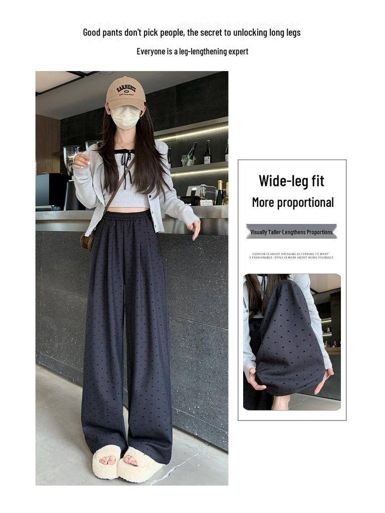 Women's Polka Dot Wide-Leg Pants - High Waist, Loose Fit, Floor-Length, 2025 Spring/Autumn Collection.