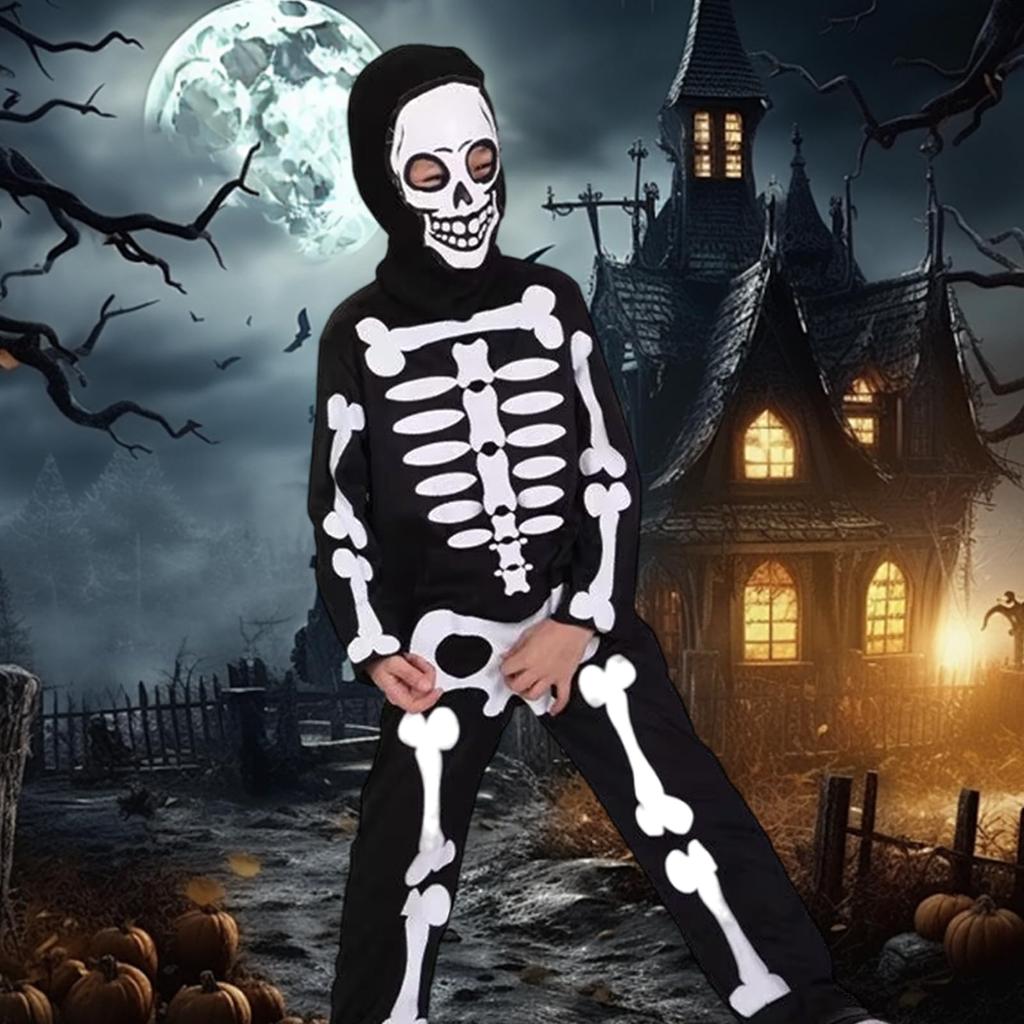 Halloween Kostým Lebka Cosplay Strach Grim Reaper Kostým Chlapci Dívky Dětské Kostýmové rekvizity Kostým Lebka Kostým Převlek Aktivity Škola teroru