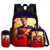 Learn, Travel Football Star School Bag L-Lamin Yamal 3 Pcs Set with Front Pocket Backpack Lunch Bag, Pencil Case, Sport Rucksack