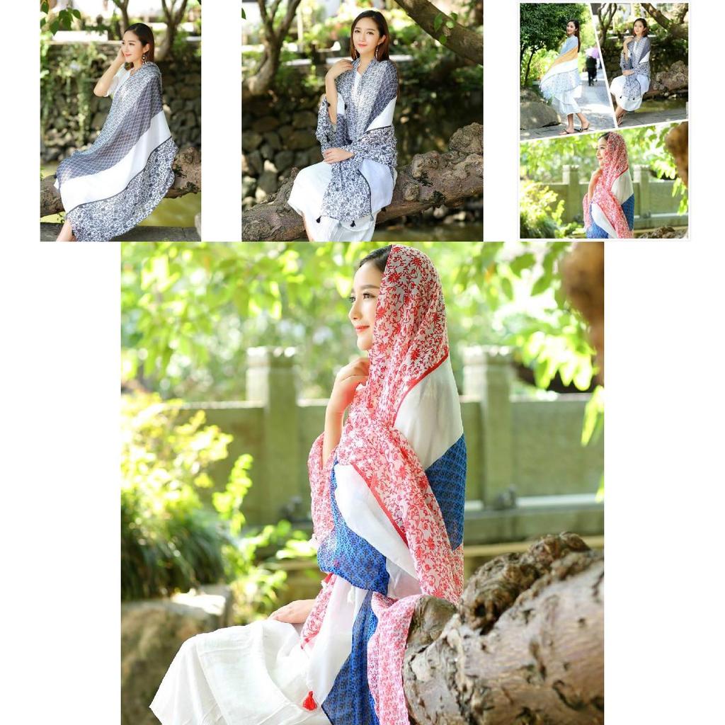 Ethnic Style Shawl For Women Lightweight Summer Scarf With Print Design For Travel And Beach