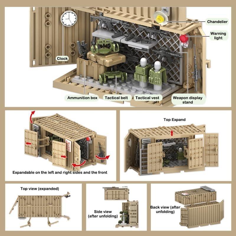 Weltkrieg 2 WW2 Armee Militär Soldaten SWAT Container Waffe Kanone Basis Modell Bausteine Ziegel Kinder Spielzeug Geschenk