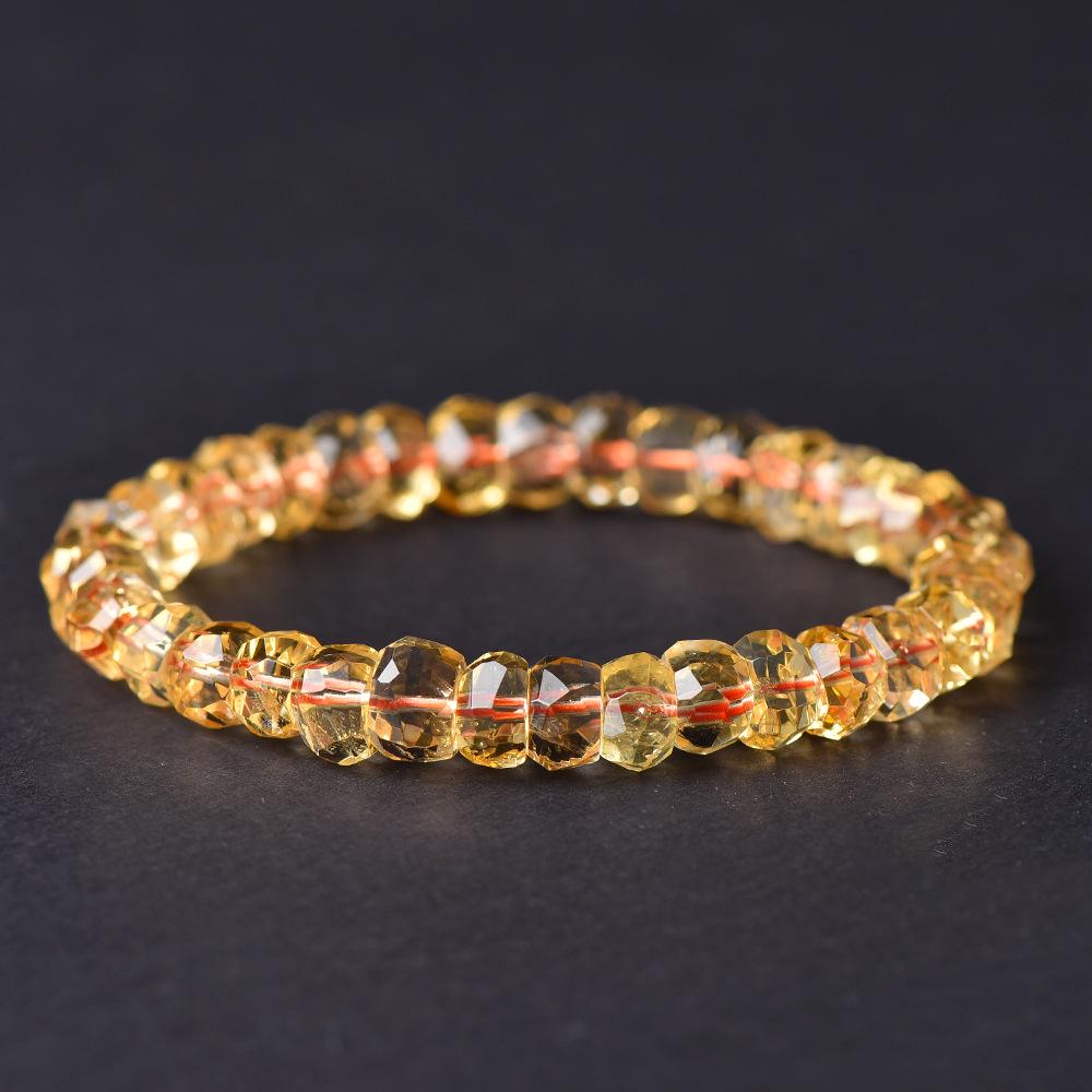 High-Quality Faceted Yellow Citrine Round Beads for DIY Wealth Bracelets & Jewelry