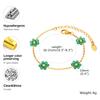 Stainless Steel Bracelet Flat Rolo Chain Imitation Pearl Flower Glue Gint Green Millet Bead Bracelet Gold Color For Women