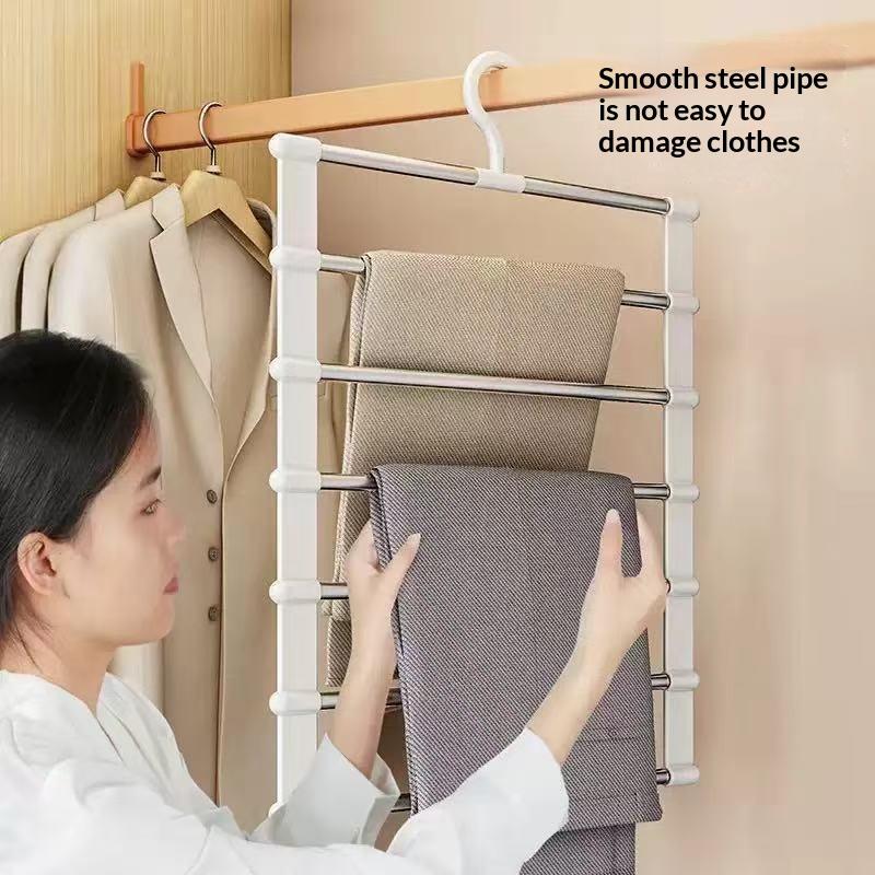 1/2Pcs Multi-Layer Pants Hanger Space Saving Closet Organizer Foldable Trousers Clothes Rack Wardrobe Storage Home Organization