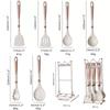 Silicone 7-Piece Kitchen Utensil Set with Storage Rack: Heat-Resistant, Non-Stick Spatula, Slotted Spoon, Ladle.