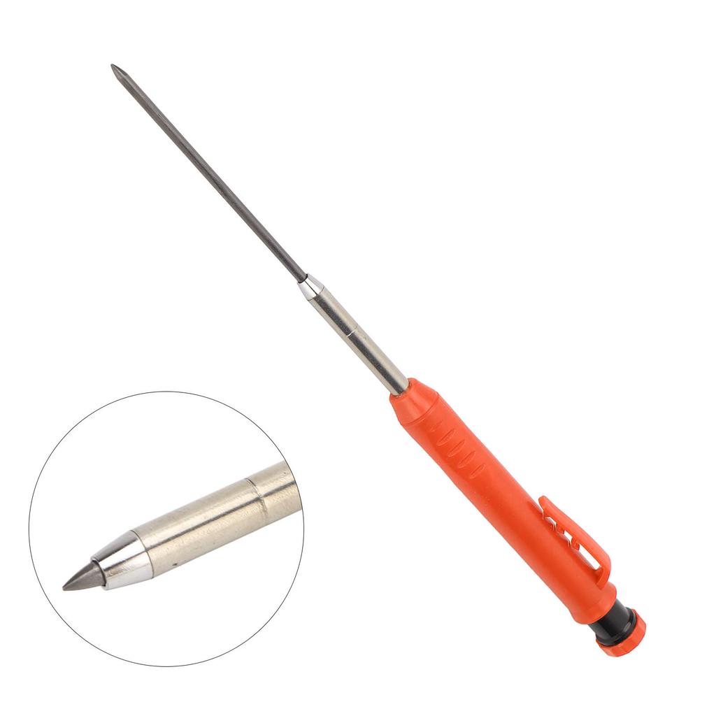 Mechanical Carpenter Pencil with Sharpener Woodworking Deep Hole Pencil for Metal Plastic Marking Orange