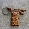 Exotic Wood Carving Lucky Cat Keychain Pendant Hanging Bag Pouch Ornament Gift