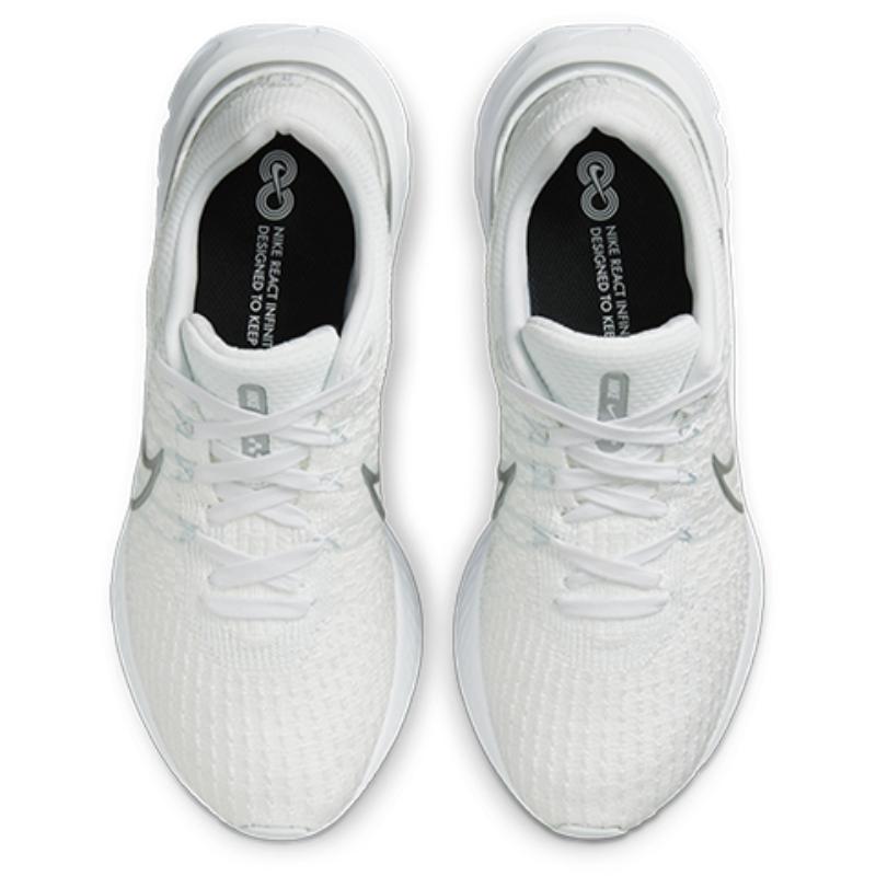 Nike React Infinity Run Flyknit 3 White Metallic Silver Women's Sneakers DD3024-101