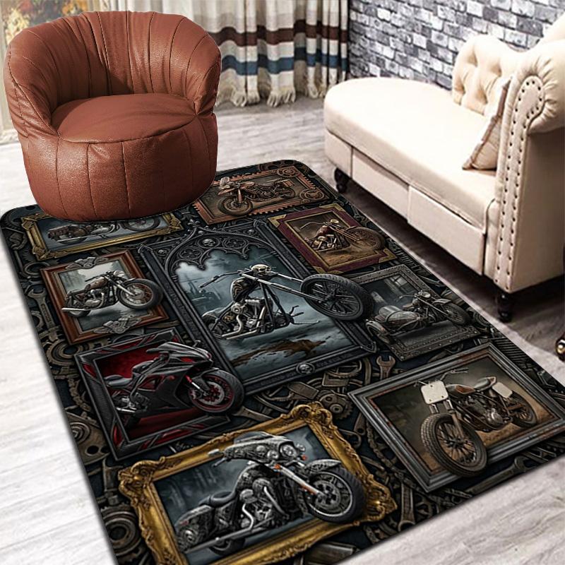 Motorcycle Art Rug Pattern Rug Floor Mat for Living Room or Bedroom Soft and Comfortable Carpet a Gift for Birthday and Holiday.