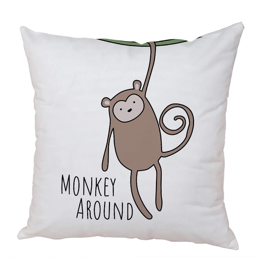 Nordic Zebra Hippo Giraffe Lion Crocodile Pillow Case Decor Animal Cushion Cover for Sofa Home Peach Skin Pillowcase 45x45cm