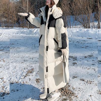 Winter Long Down Cotton Jacket Women Manteau Femme Hiver 2023 Loose Safari Style Thick Warm Hooded Parkas Female Knee-High Coats