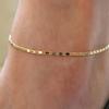 Women's Vintage Sequin Flat Chain Anklet, Minimalist & Versatile Summer Foot Jewelry